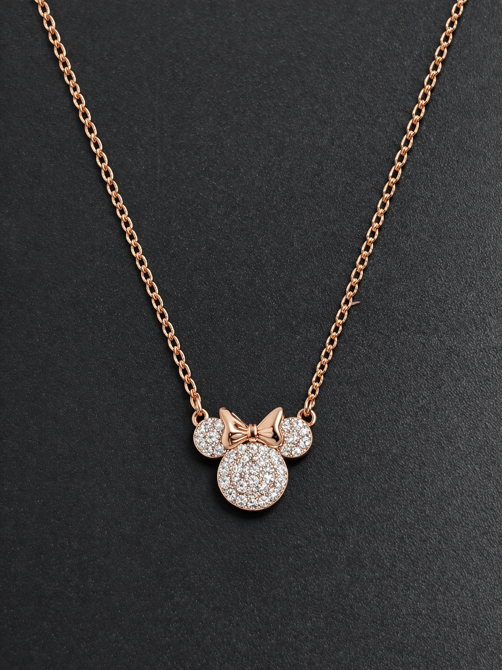Blush Bow Radiance — 925 Sterling Silver Rose Gold Chain Necklace