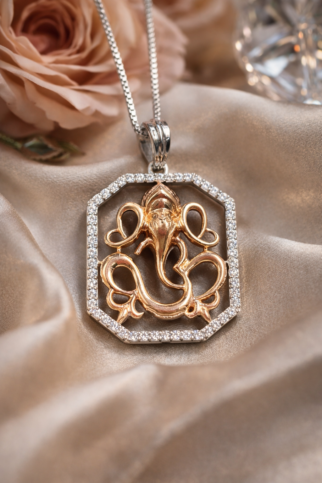 Ganesha Pendant Necklace | 925 Sterling Silver | Gold & Rose Gold | Silverster