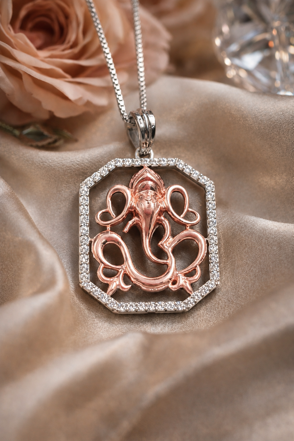 Ganesha Pendant Necklace | 925 Sterling Silver | Gold & Rose Gold | Silverster