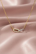 CZ Paperclip Link Necklace on Blush Fabric