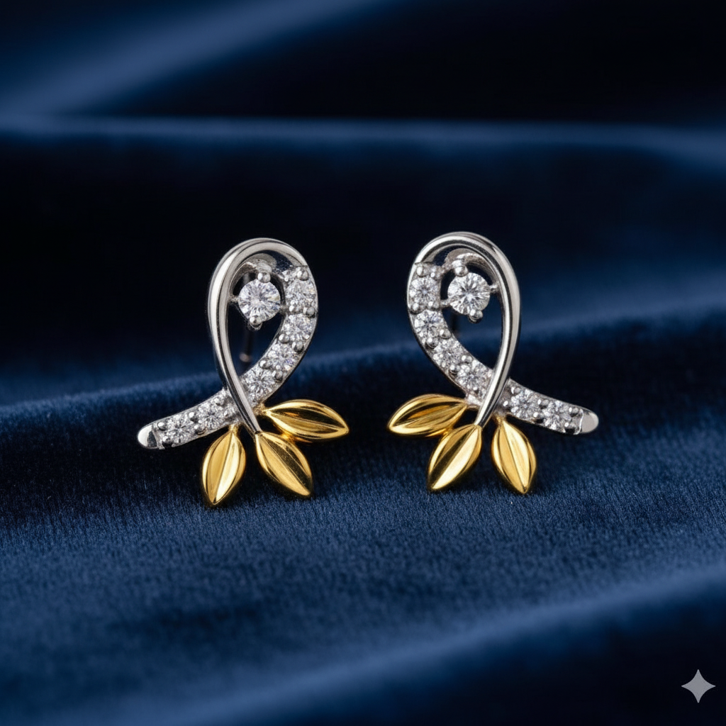 Enchanted Leaf Earrings on Navy Velvet
