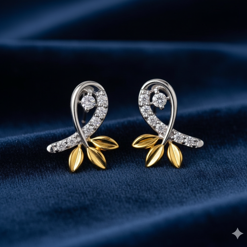 Enchanted Leaf Earrings on Navy Velvet