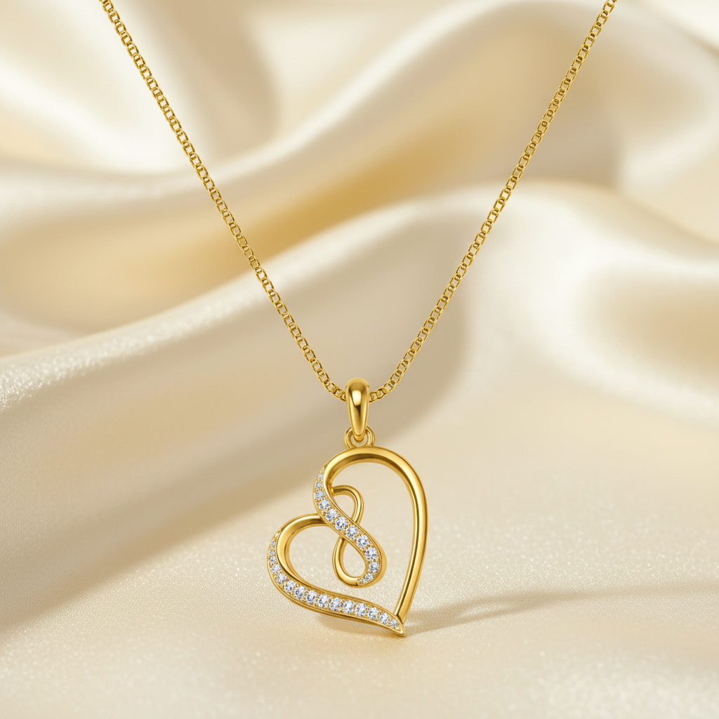 Gold Heart Pendant – Ivory Matte
