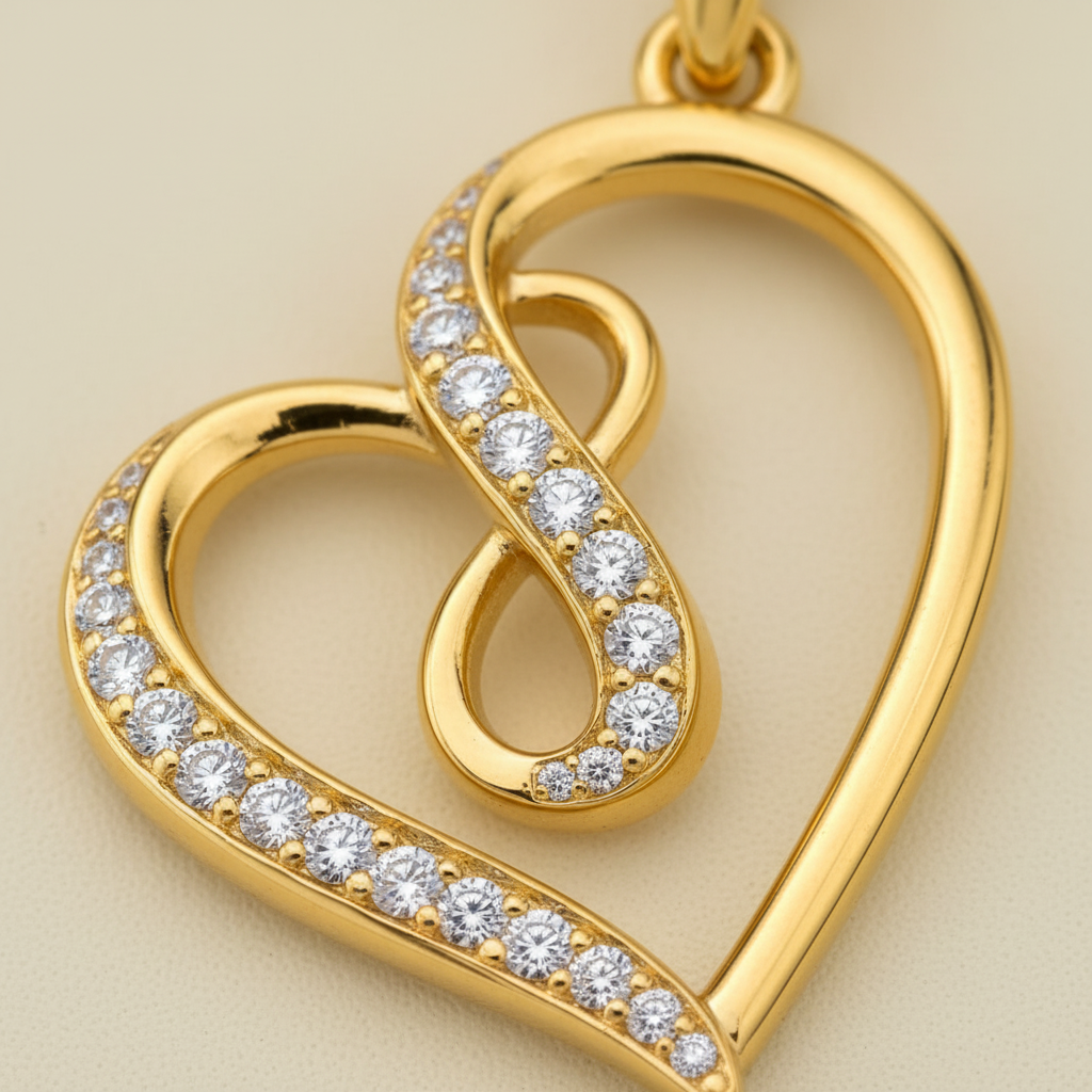 Gold Heart Pendant – Zoomed Detail Shot