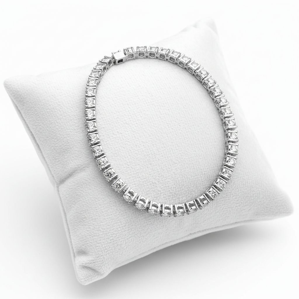 925 sterling silver tennis bracelet – clean white background studio shot
