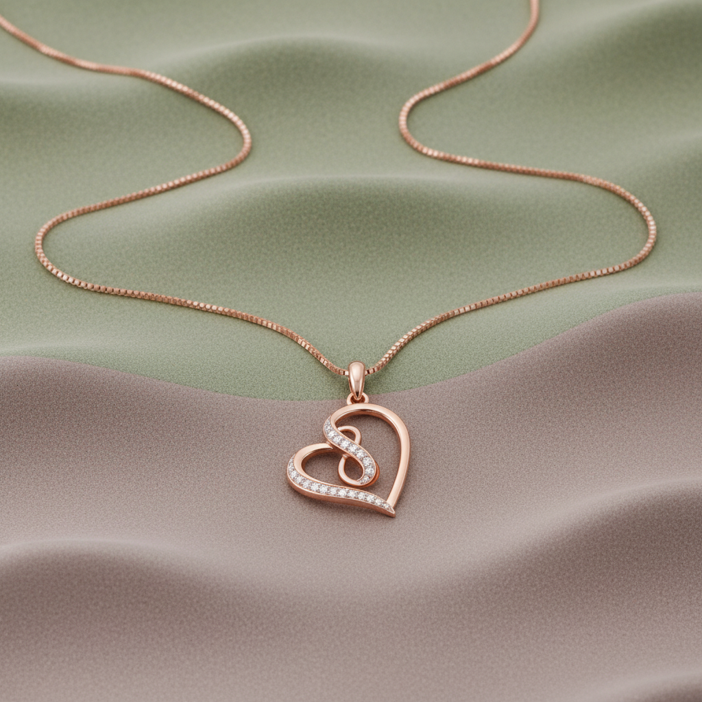 Rose Gold Heart Pendant – Wavy Background